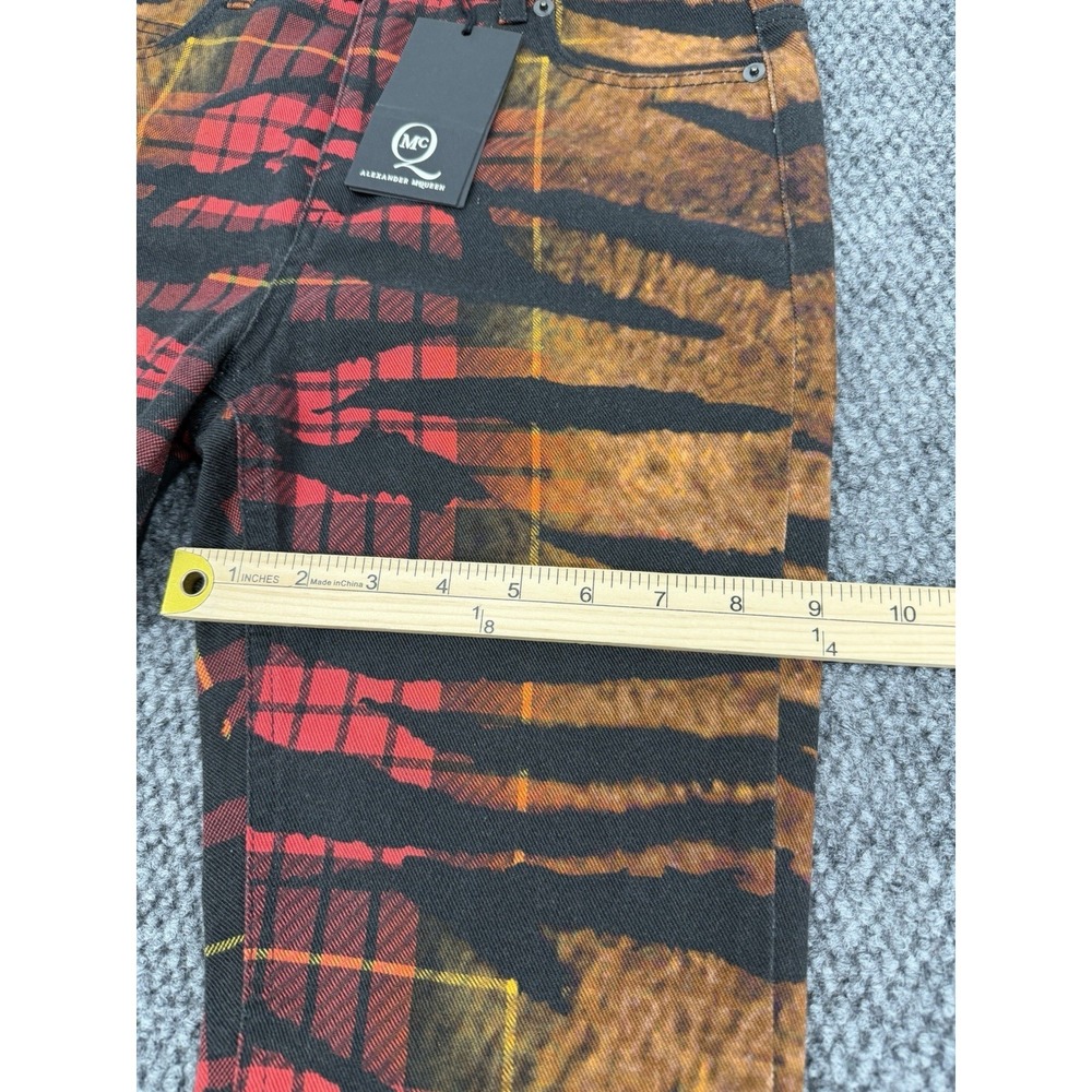 Alexander McQueen Size 26 Skinny Jeans Pants High Rise Tiger Check Tartan MCQ - Picture 15 of 16